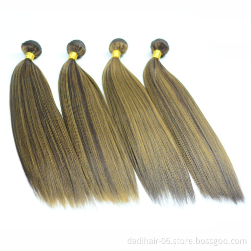 Cheap Synthetic Hair Bundles One Piece,Can Straighten Piano Color Double Weft Heat Resistant Fiber Hair Weave Yaki Straight 100g